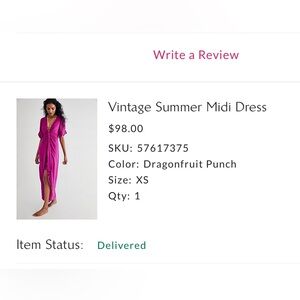 Vintage summer midi dress, magenta, XS